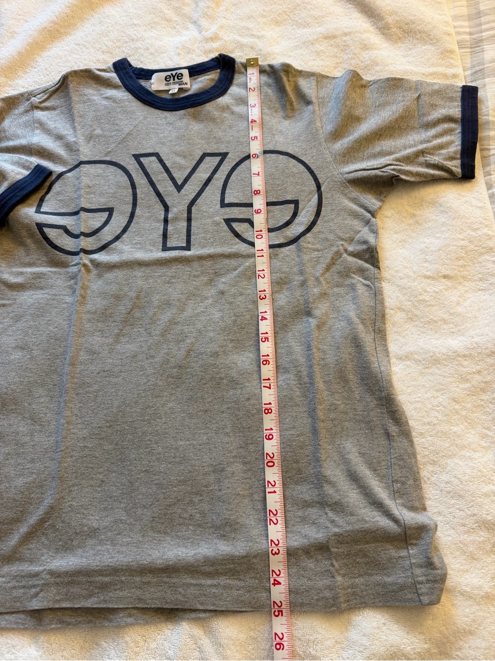 Comme des Garcons eYe Grey Tee with Navy Trim - Picture 7 of 10